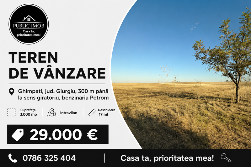 Ghimpati, jud. Giurgiu, 300 m pana la sens giratoriu, benzinaria Petrom,